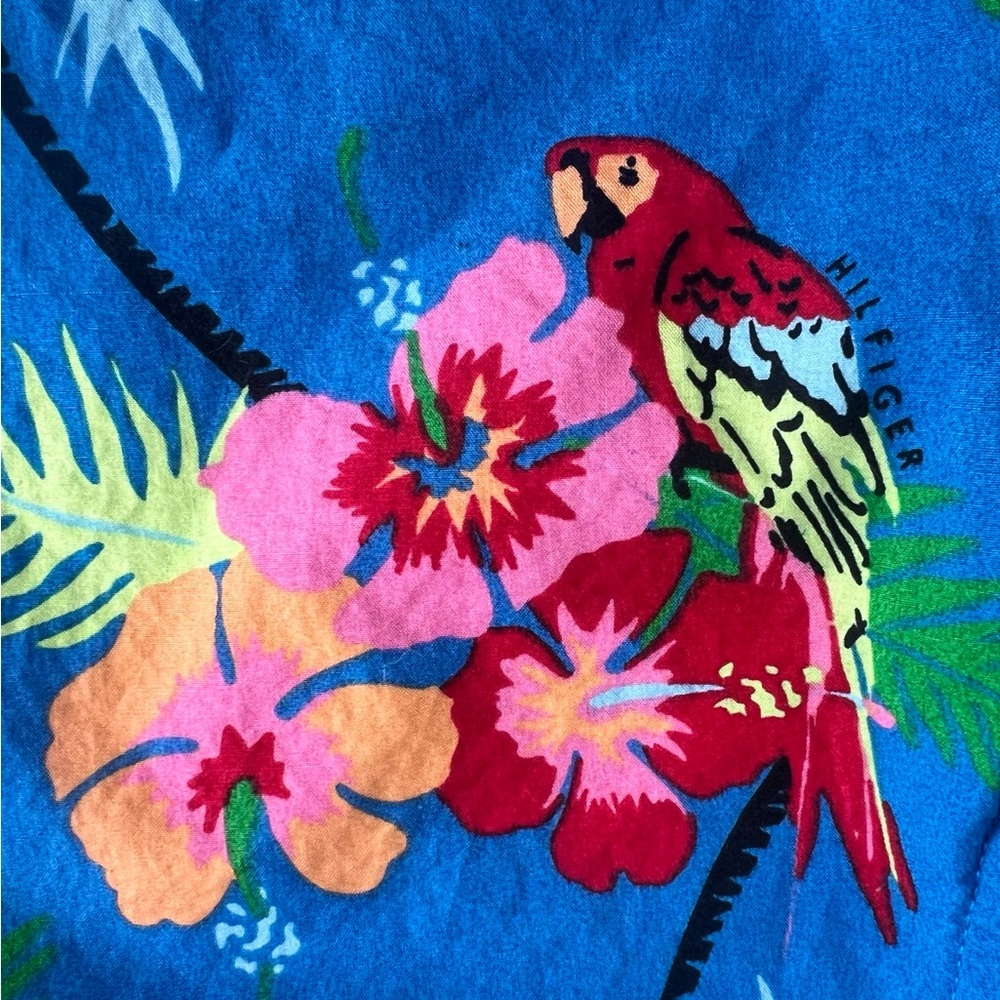 Tommy Hilfiger Boys Short Sleeve Button Down Shirt Tropical Parrot Print - Picture 3 of 7